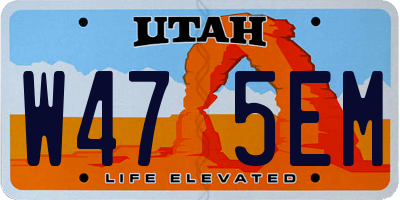 UT license plate W475EM