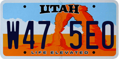 UT license plate W475EO