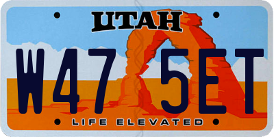 UT license plate W475ET