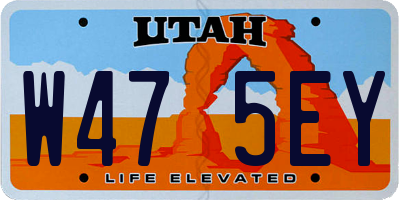 UT license plate W475EY