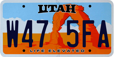 UT license plate W475FA