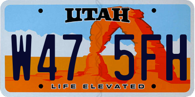 UT license plate W475FH
