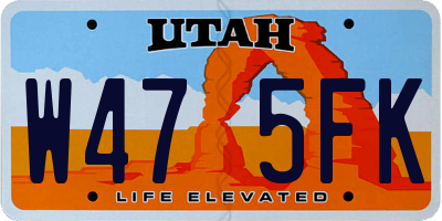 UT license plate W475FK
