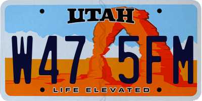 UT license plate W475FM