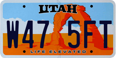 UT license plate W475FT