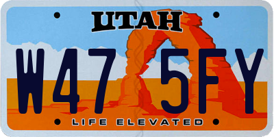 UT license plate W475FY