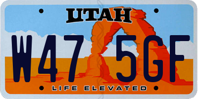 UT license plate W475GF