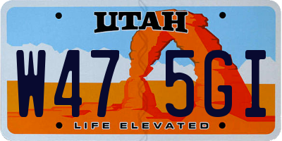 UT license plate W475GI