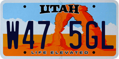 UT license plate W475GL