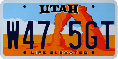 UT license plate W475GT