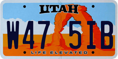 UT license plate W475IB