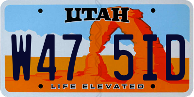 UT license plate W475ID