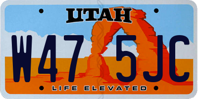 UT license plate W475JC