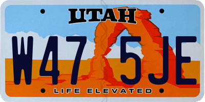 UT license plate W475JE
