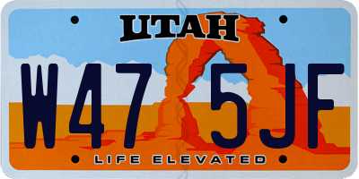 UT license plate W475JF