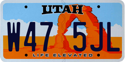 UT license plate W475JL