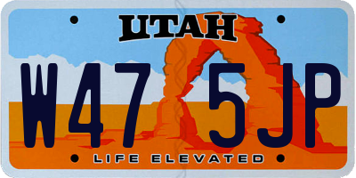 UT license plate W475JP