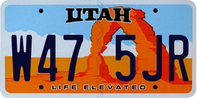 UT license plate W475JR