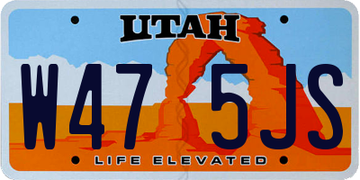UT license plate W475JS