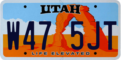 UT license plate W475JT