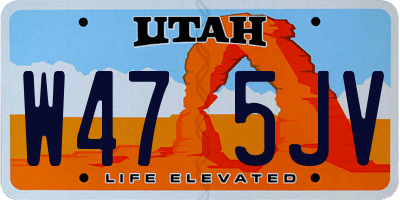 UT license plate W475JV