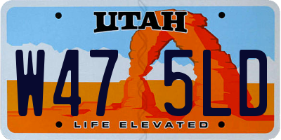 UT license plate W475LD