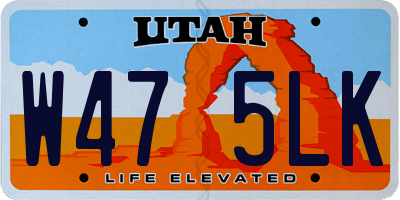 UT license plate W475LK