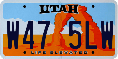 UT license plate W475LW