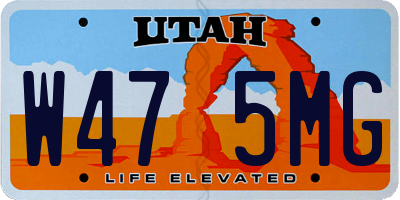 UT license plate W475MG
