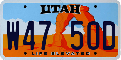 UT license plate W475OD