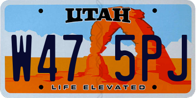 UT license plate W475PJ