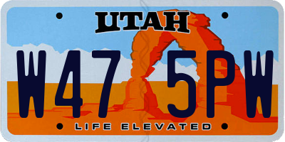 UT license plate W475PW