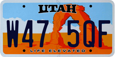 UT license plate W475QF