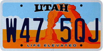 UT license plate W475QJ