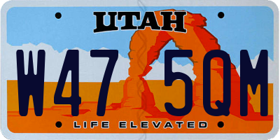 UT license plate W475QM
