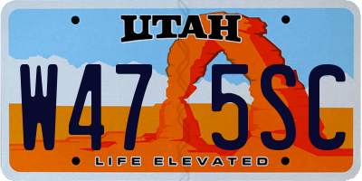 UT license plate W475SC