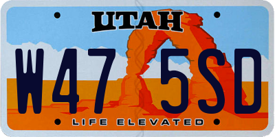 UT license plate W475SD