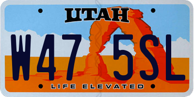 UT license plate W475SL