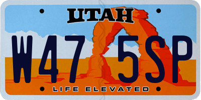 UT license plate W475SP