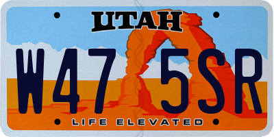 UT license plate W475SR