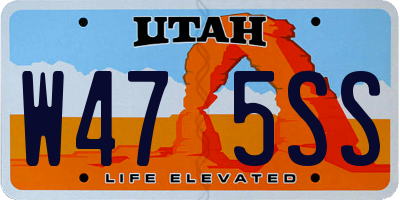 UT license plate W475SS