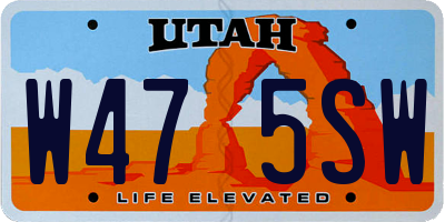 UT license plate W475SW