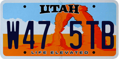 UT license plate W475TB
