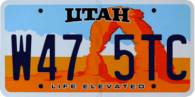 UT license plate W475TC
