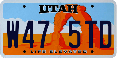 UT license plate W475TD