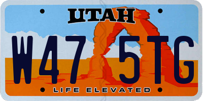 UT license plate W475TG