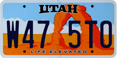 UT license plate W475TO