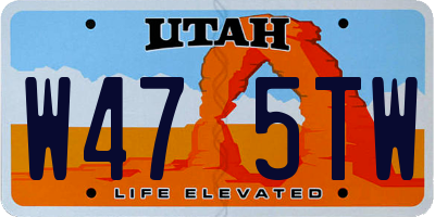 UT license plate W475TW