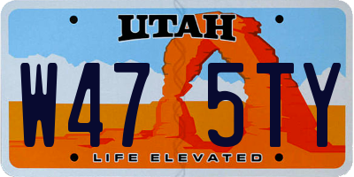 UT license plate W475TY