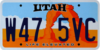 UT license plate W475VC
